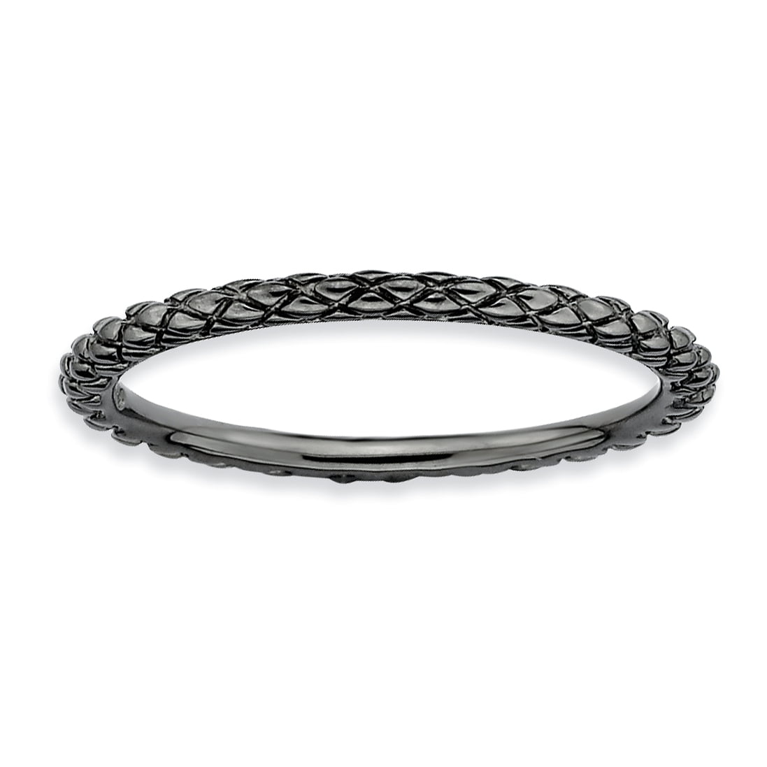 Sterling Silver Black Ruthenium Plated 1.50 mm Stackable Criss-cross Ring QSK189