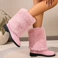 thumbnail image 4 of Rokment Fuzzy Mid Calf Winter Snow Boots for Women Cold Weather Fashion Suede Chunky Low Heel Furry Wide Mid Calf Dress Tall Boots Pink Size 8, 4 of 7