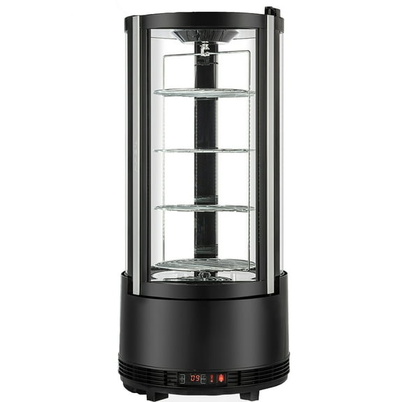 NSF 18.5 in. Commercial Rotating Cake Display Fridge 73 Litres Black, Refrigerated Cooler