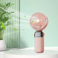 thumbnail image 6 of Portable Handheld Fan, USB 3 in 1 Multifunction Personal Travel Fan with Digital Display, 90° Foldable Desk Fan, 5 Speed Lash Fan for Makeup/Office, Pink, 6 of 7
