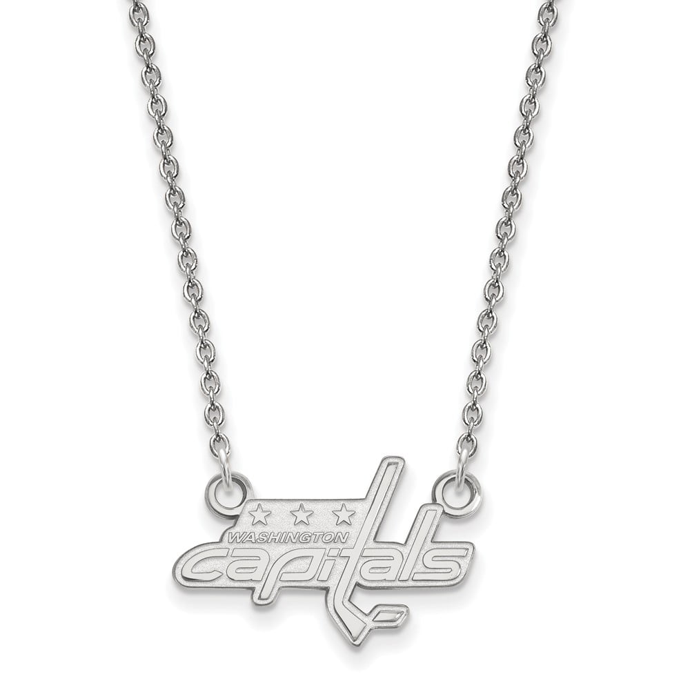 Solid 925 Sterling Silver Official Washington Capitals Small Bar Pendant Necklace Charm Chain