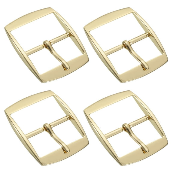 Uxcell 4Pack 1.26" Single Prong Belt Buckle Square Center Bar Buckles for Belt, Gold