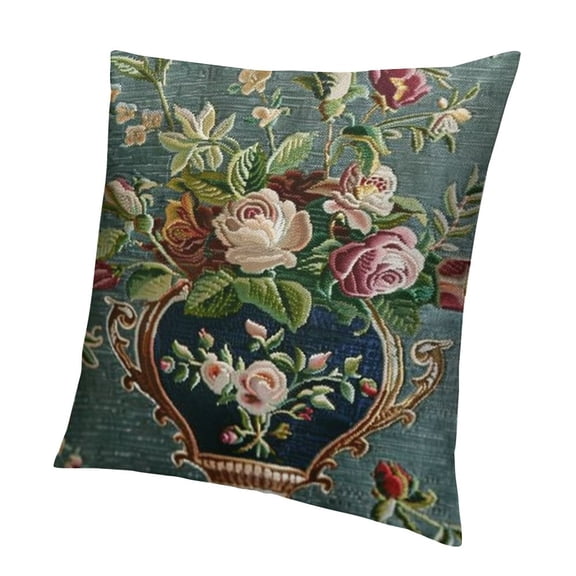 Embroidered Throw Pillows Covers， Embroidered for Sofa Couch Bed Chairs Car (Blue)