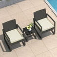 thumbnail image 2 of Patio Furniture Set Clearance, 3 Pieces Rocking Wicker Chair with Soft Cushion and Glass Coffee Table, for Garden, Balcony, Backyard, Beige, 2 of 8