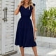 thumbnail image 5 of Vestido de mujer de una línea sin mangas con cuello en V vestido largo suave para cóctel (azul marino L) FLhrweasw Para estrenar, 5 of 7