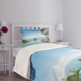 thumbnail image 3 of Ambesonne Summer Quilted Bedspread Set 2 Pcs, Minimalist Beach House, Twin Size, Pale Brown Sky Blue, 3 of 5