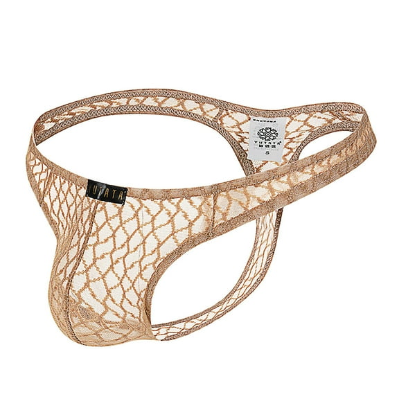 Men's Boxer Briefs Low-Waisted Transparent Lace Underpants T-back Underwear