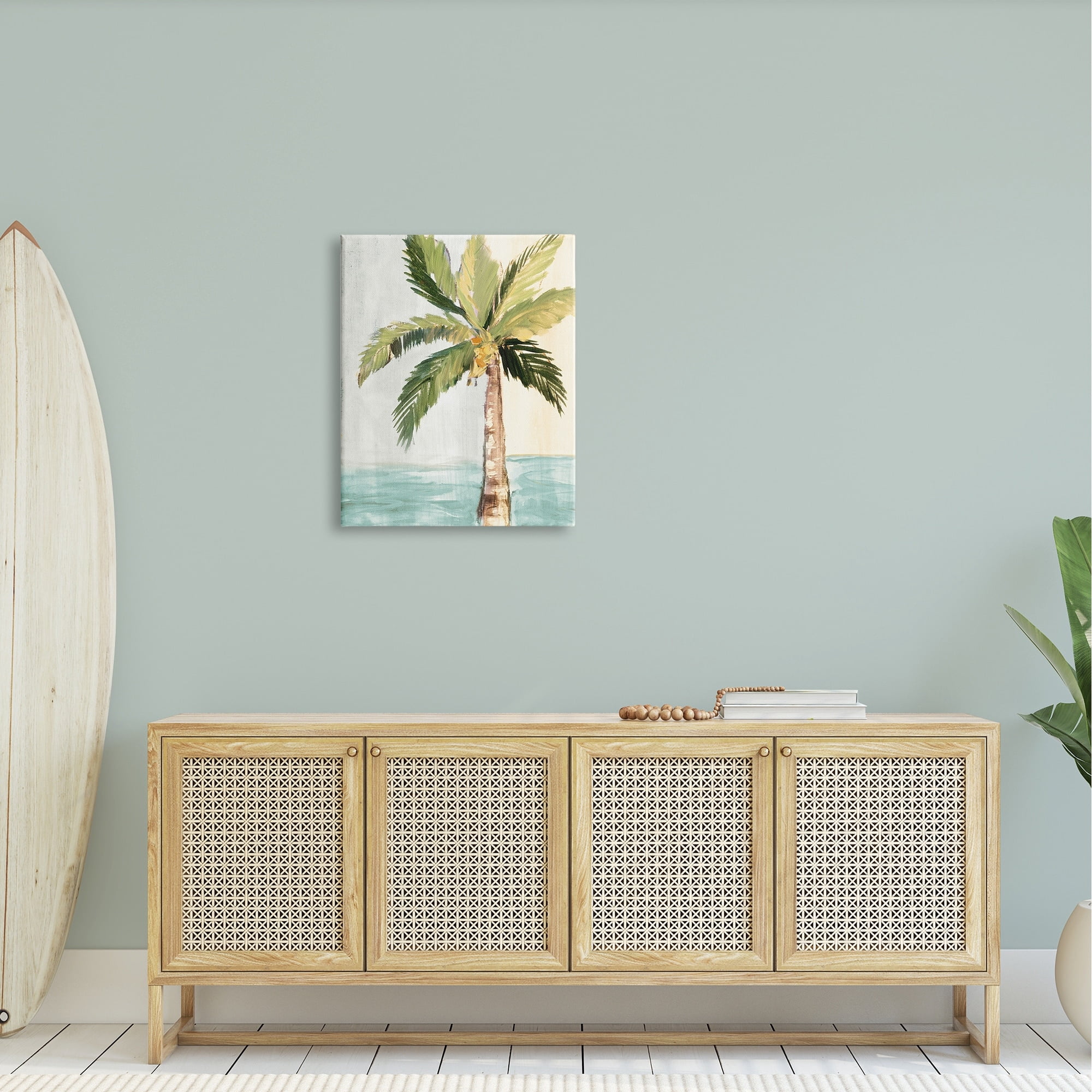 Stupell Industries Palm Tree Leaves Tropical Summer Breeze Beach Canvas Wall Art, 24 x 30, Design by Robin Maria