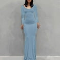 thumbnail image 2 of Vestido largo ajustado sin espalda, de color liso y cuello en V, para mujer: estilo informal y sexy para fiestas, trabajo y vacaciones, 2 of 8