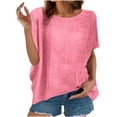 thumbnail image 4 of Zpanxa T-Shirt Grande Taille à Fente Latérale Manches Courtes Col Rond Ample Décontracté Été, 4 of 7