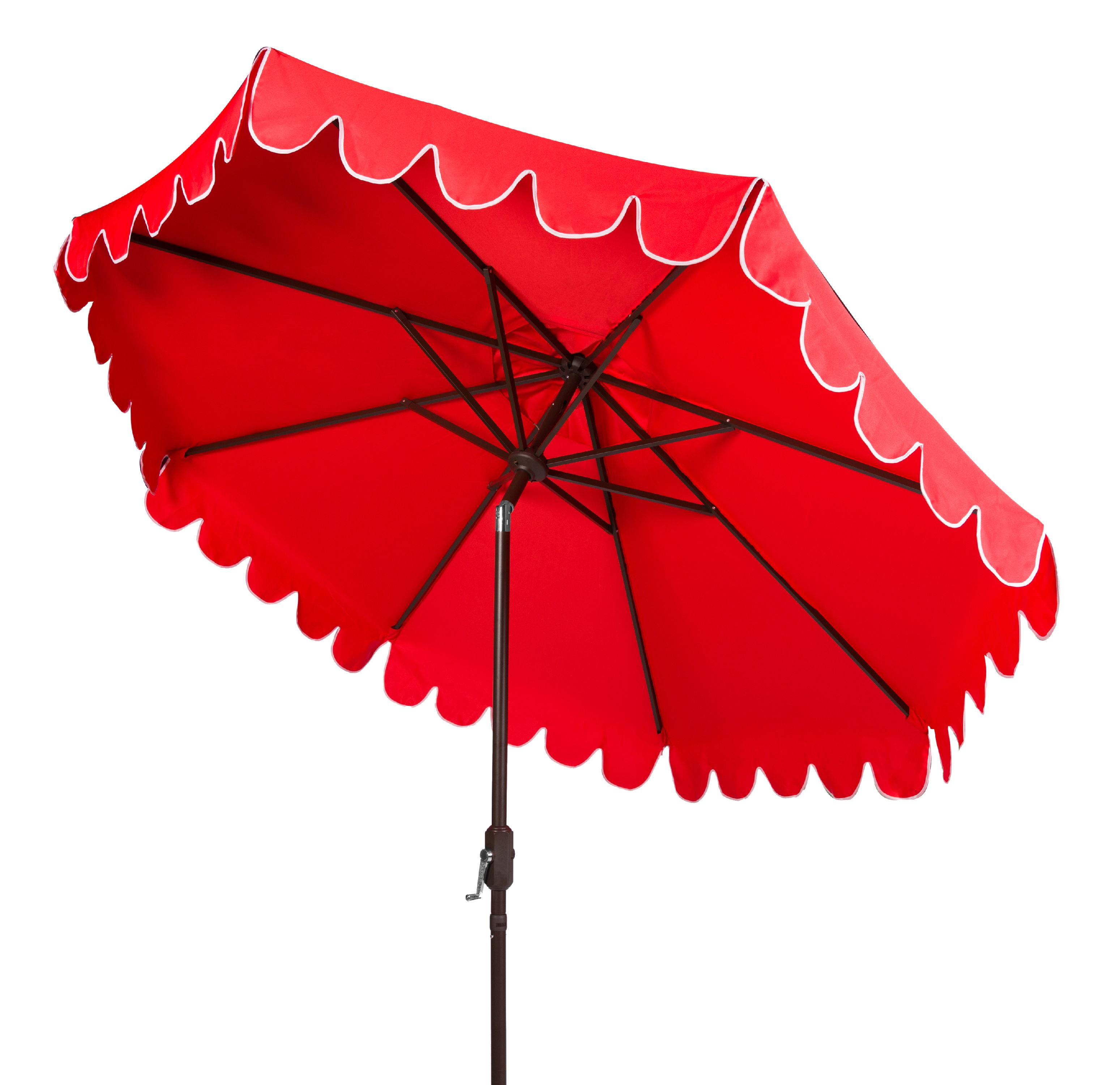 Safavieh Venice 9' Market Crank Tilt Patio Umbrella, Red/White
