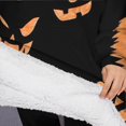 thumbnail image 3 of Oversized Wearable Blanket Hoodie,Black Halloween Pumpkin Faces Sherpa Blanket Hoodie with Super Pockets,Super Warm Fuzzy Pullover for Women & Men, 3 of 6