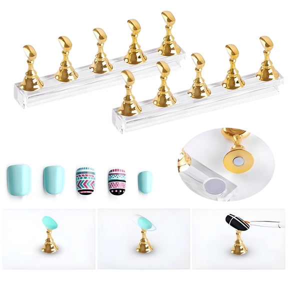 RAGUPEL Nail Tools 2 Sets Acrylic Nail Display Stand Nail Tip Practice Holder Magnetic Nail Practice Stand Fingernail Diy Nail Art Stand Nail Stand for Press Ons
