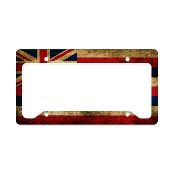 CafePress - Vintage Flag Of Hawaii License Plate Holder - Aluminum License Plate Frame, License Tag Holder
