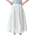 thumbnail image 3 of JURANMO Girls Cotton Maxi Skirt Elastic High Waist Lantern Casual Skirt Loose Flowy A Line Skirts Kids Summer Clothes White 170, 3 of 10
