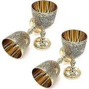REPLICARTZ Chalice Brass Wine Goblet Vintage Handmade King's Royal fantasy Embossed wine glasses Cup wedding & Gothic 7 Oz 6-inch with Classic Packing (4)