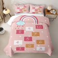 thumbnail image 2 of Manfei Hopscotch Number Twin Quilt Set, Rainbow Cloud Twin Coverlet Set, Pink, 2 Pieces, 1 Bedspread and 1 Pillowcase, 2 of 7