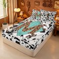 thumbnail image 2 of meiyoeat Alphabet Initial M Zipper Twin Comforter Sets with Fitted Sheet and 2 Pillowcases For Boys,Ancient Leopard Cow Print Zipper Bedding Set,Black Reversible,4 Pieces, 2 of 7
