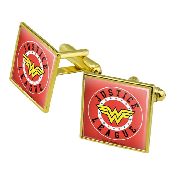 Justice League Wonder Woman Athletic Logo Square Cufflink Set - Silver or Gold