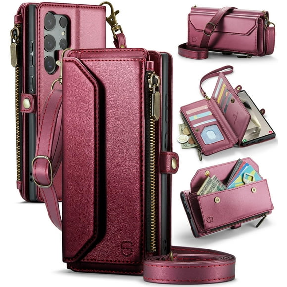 Funda tipo cartera con correa para Samsung Galaxy S24 Ultra 5G