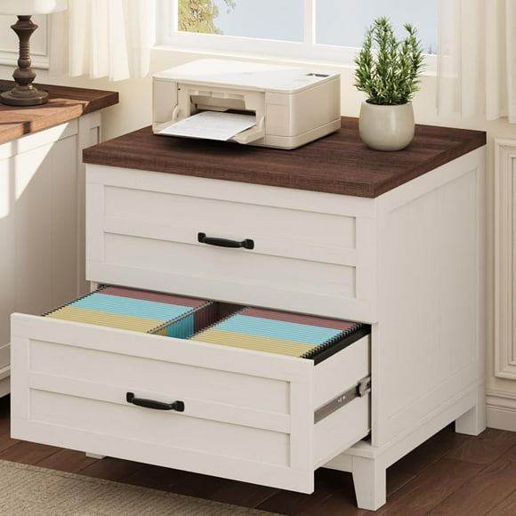 AKDSteel Lateral File Cabinet For Home Office, 21.3" Deep Wood Farmhouse Design With Full-Extension Drawers For Legal/Letter/a4 Files