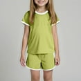 thumbnail image 2 of Girls 2 Piece Summer Outfits Kids Short Sleeve T-Shirts and Elastic Waist Shorts Clothing Sets Shorts Sets Teen Girl Clothes 12-14 Years Old, 2 of 9