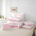 thumbnail image 4 of Pink Bow Bed Set in a Bag 7 Pcs,Initial Letter U Chic Romantic Bedding Set,Princess Style Bowknot Love Hearts Girly Fairy Comforter with Fitted,Flat Sheet,Pillowcase,Pillow Covers,Full, 4 of 5