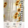 thumbnail image 6 of Sheer Curtains 108 Inches Long, Sunflowers Semi Sheer Curtains Light Filtering Window Treatment, Summer Country Botanical Yellow Flowers Plaid Privacy Voile Drapes for Living Room 52x108 Inch, 6 of 7