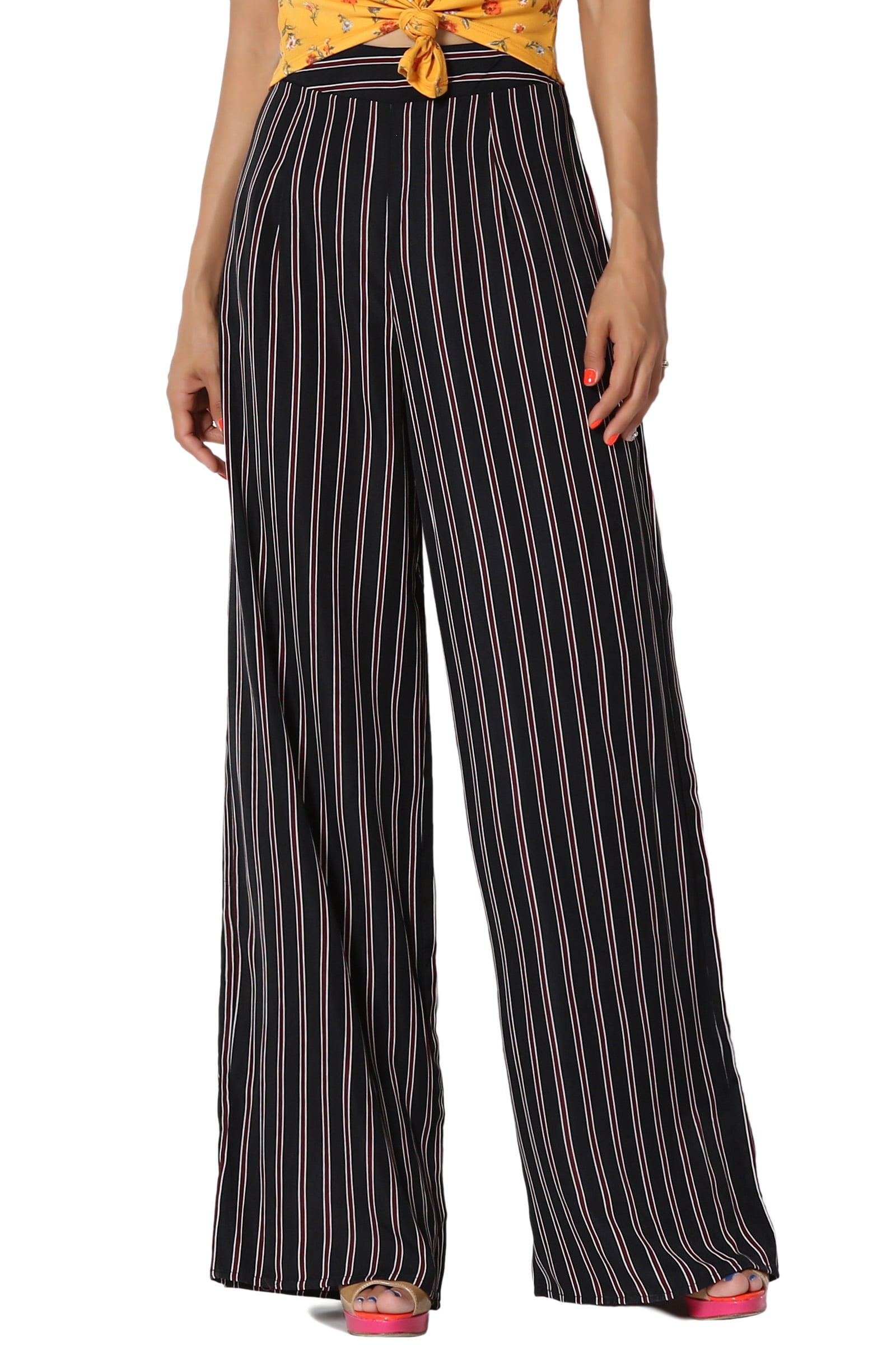 black and white striped flowy pants