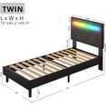 thumbnail image 2 of Twin Bed Frame with LED Lights(Smart APP Control), Upholstered Modern Platform Bed Frame, No Box Spring Needed/Noise-Free/Easy Assembly, Black, 2 of 12