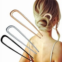 U-Shaped French Hairpin Hair Pin Prongs Updo Chignon Pins Large Metal Hairpins Sticks Hair Accessories For Women Girls Hair Styling, Gold   Silver  Black , 3 Pieces
