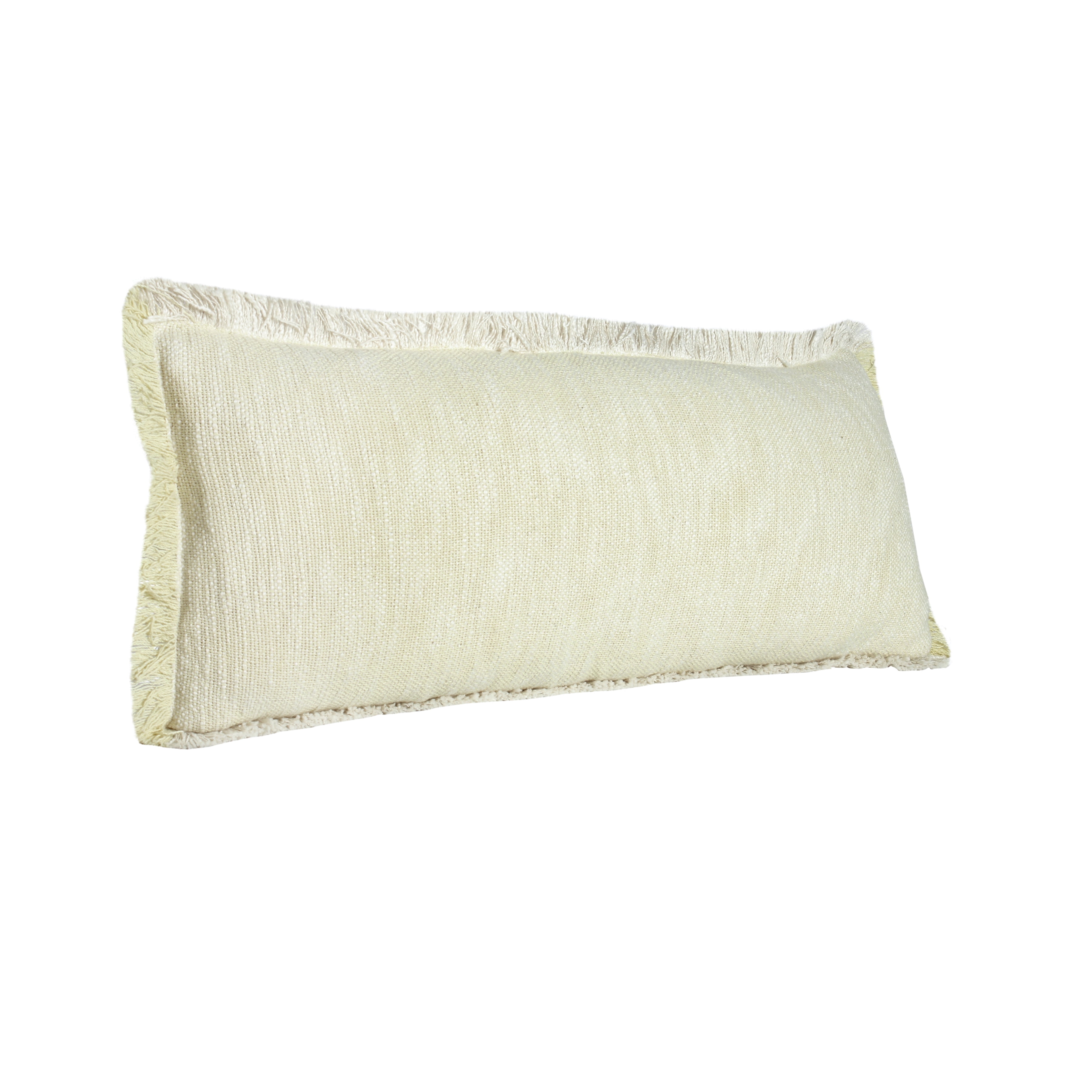 Ox Bay Bennett 14" x 36" Yellow Fringed Cotton Adult Decorative Lumbar Throw Pillow Cover