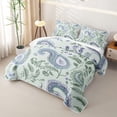 thumbnail image 3 of jejeloiu Calm Paisley Twin Quilt Set,Botanical Print Twin Coverlet Set For Adults,Mint Purple,2-Piece, 3 of 7
