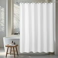 thumbnail image 3 of SIXLON White Waffle Shower Curtain, Fabric Bathroom Curtain 72" x 72" with 12 Hooks, 3 of 6