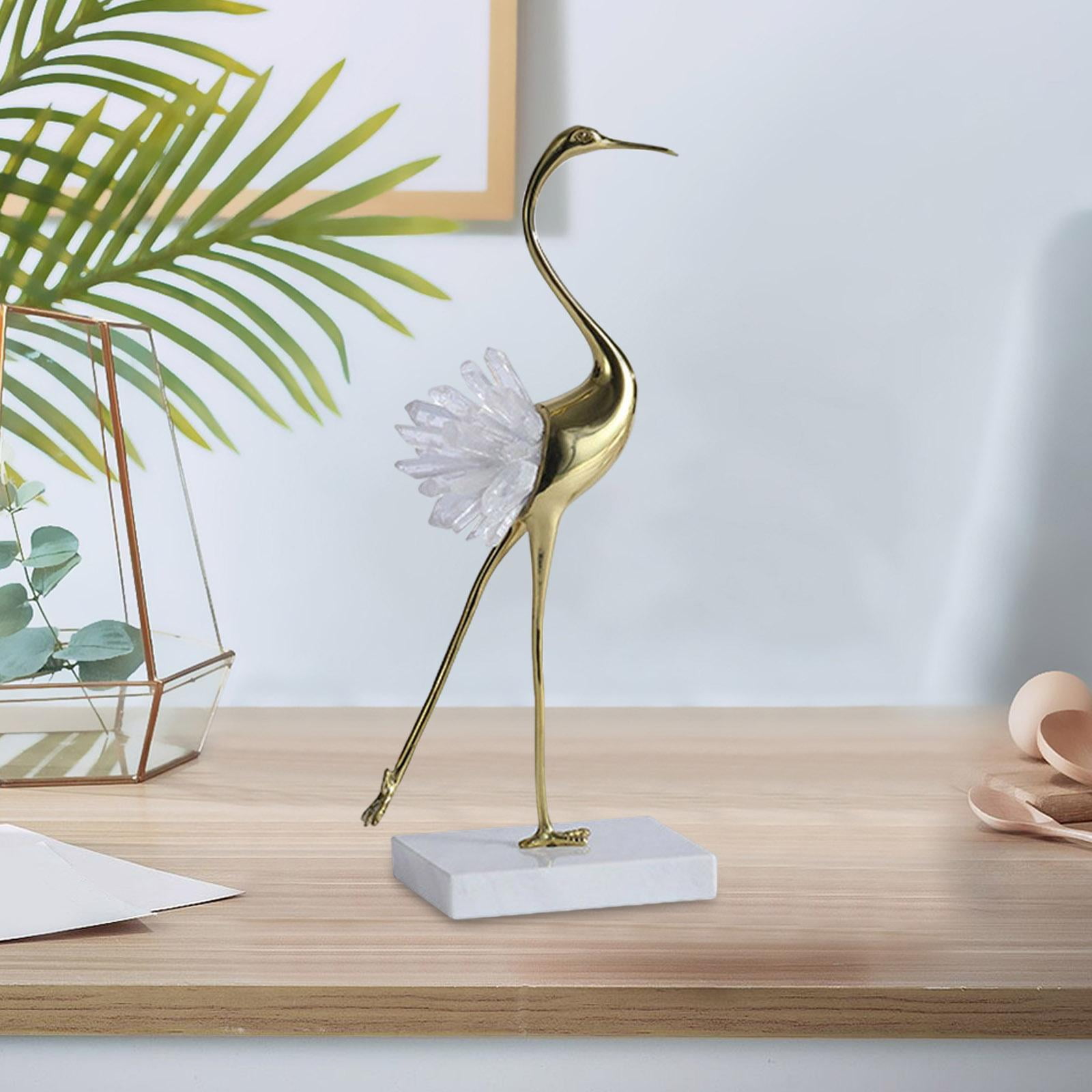 Golden Crane Statue Animal Bird Modern Minimalist Luxury Sculpture Figurine Ornament for Home Shelves Bedroom Decoration Style D