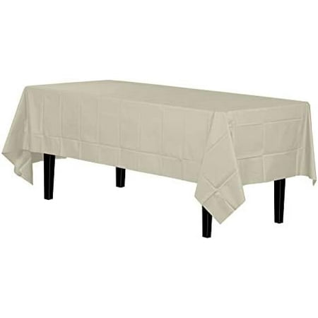 

12-Pack Premium Plastic 54-Inch-By-108-Inch Rectangle Tablecloth Ivory