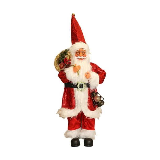 Figura de Papá Noel, muñeco, adorno para fiesta de Navidad, decoración navideña, coleccionable, de pie Rojo oscuro