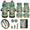 Adorable Sloth, variant on American Bald Eagle Pattern Car Seat Cover Set, with Steering Wheel Cover Auto Center Console Cover Key Holder Car Armrest Cushion Car Foot Mats Set