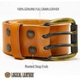 thumbnail image 4 of Logical Leather Men's Work Belt - Heavy Duty Genuine Full Grain Leather Double Prong Belts - Blue 30, 4 of 8