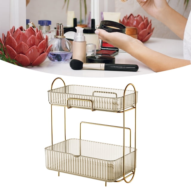 Estante de encimera de maquillaje, organizador de 2 capas para encimera de baño, organizador de encimera de baño, innovación moderna