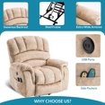 thumbnail image 5 of OUINCH Large Power Lift Recliner Chair with Massage and Heat for Elderly Big Man, Extra Wide & Oversized Electric Recliner with 2 Remote Controls, 2 USB Ports & 2 Side Pockets, 350lbs Capacity, 5 of 8
