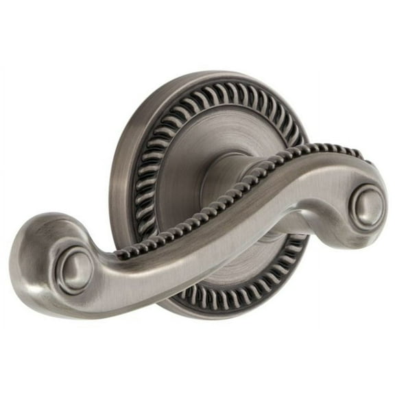 Grandeur Newnew_Dd_Na Newport Solid Brass Rose Dummy Door Lever Set - Grey