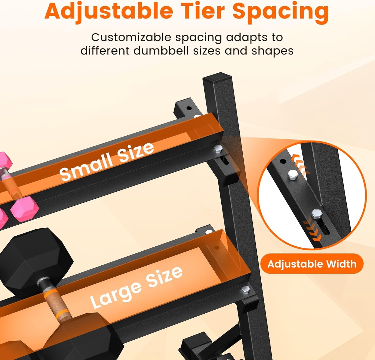 3-Tier Adjustable Dumbbell Weight Rack, Heavy Duty Steel Stand Only for Home Gym, Black