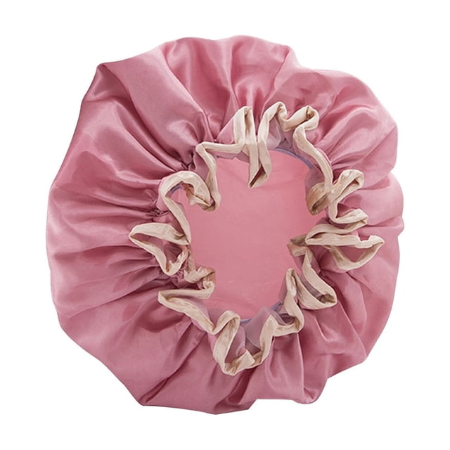 Shower Caps for Women, Double Side Waterproof Shower Cap, Reusable Elastic Bath Caps for Shower, Bathing Shower Caps, Bath Hair Caps Solid Color for Long Hair 2 Pcs