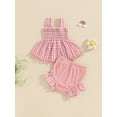 thumbnail image 3 of Musuos Newborn Baby Girls Shorts Set, 3M 6M 12M 18M Sleeveless Plaid Camisole with Elastic Waist Ruffle Shorts Summer Outfit, 3 of 10