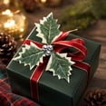 thumbnail image 7 of 10 Pcs Artificial Holly Berries, 5.12 inch Faux Berries Holly Leaves, Fake Berries with Green Leaves Christmas Tree Wreath Decor and Gift Box Warp, 7 of 7