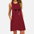 thumbnail image 2 of Lovskoo Pajama Nightgown for Women One Piece Trendy Pocket Printing Sleeveless Casual Nightdress Dresses Sleepwear Burgundy, 2 of 5