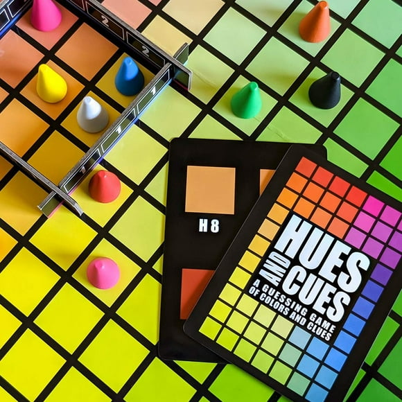 HUES and CUES - Vibrant Color Guessing Board Game for 3-10 Players Ages 8+, Connect Clues and Guess from 480 Color Squares, Fun Family Party Game