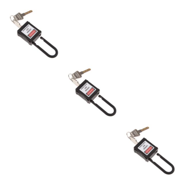 mmirethe Durable 38 mm PVC Curved Safety Lockout Padlock Ensuring Security Black 90x40x19 mm 3Set