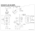 thumbnail image 2 of Kingston Brass KS36310PL Tub and Shower Faucet, Polished Chrome, 2 of 2